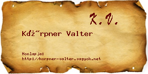 Körpner Valter névjegykártya